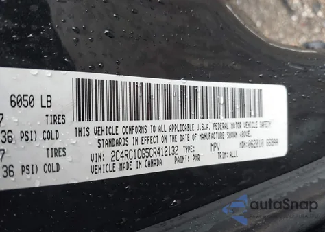 2012 Chrysler Town & Country Touring-L из США, поврежденный, VIN 2C4RC1CG5CR412132